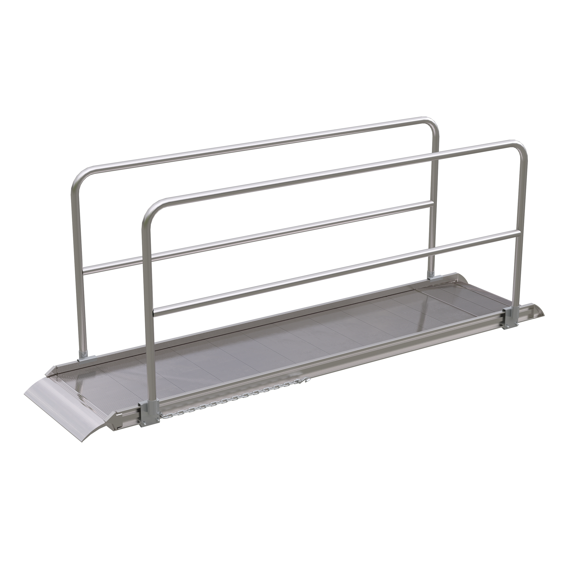 Vestil Aluminum Walk Ramp with Handrails - 120in. Length, 2200-Lb. Capacity, Non-Skid, Model# AWR-28-10A-HR